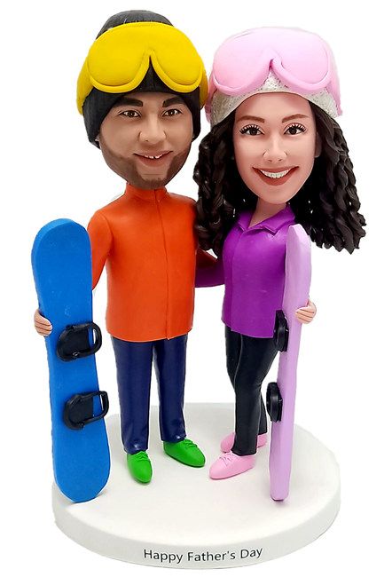 Custom Custom cake toppers personalized doll with skateboards and skies